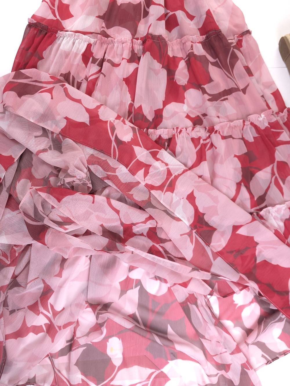 New Misa Los Angeles Stunning Magenta & Pink Floral Tiered Maxi Dress Sz S - Picture 6 of 13